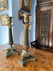 Antique French Empire Pair Candlestick Candelabra Acanthus Restoration Era C1814