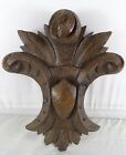 Antique Carved Oak Wood Reclaimed Corbel Ornate Medallion Pediment