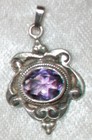 Vintage Native American 925 Sterling Silver Pink Amethyst Pendant Necklace Charm