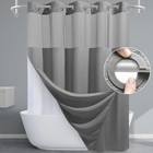 Grey Shower Curtain And Liner Set - 230gsm Waffle Weave Textured Heavy Duty h   