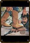 1980 Nocona Boots Cowboy   Bandit Gun Vintage Look Decorative Replica Metal Sign