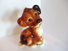 Vintage Brown And Beige Ceramic Dog Figurine Hollow Puppy Royal Copley 