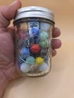 Variety Of  good  Condition Marbles In8 Oz A Mason Jar - Many Makers  