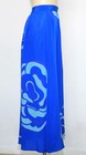 Jaline Fashion Collections Women s Blue Floral Silk  Long Pleated Skirt Size L