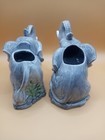 Lot  2  Vintage Oci Trunk Up Ceramic Hand Painted Elephant Planters Figurines