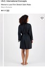 I n c  International Concepts Women s Satin Lace Kimono Robe Tie Belt Black Xxl