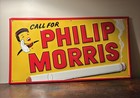 Vintage Original Call For Philip Morris Cigarettes Metal Sign Stout Sign Co