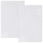 White Classic Luxury Bath Mat Floor Towel Set - 100  Cotton 22x34  2 Pack