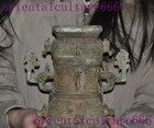 10 2 chinese Ancient Bronze Ware Fengshui Sacrifice Beast Zun Bottle Pot Vase