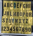 Vintage Brass Stencils 2    Letters Lot 45 Lockedge Pieces With Box   Tamper Brush