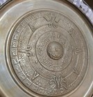 8  Vintage Abalone Mother Pearl Mexican Aztec Calendar Brass Hanging Plate