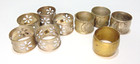 Vintage Lot Of 9 Different Napkin Rings 5 Silver Plate  3 Pewter  1 Brass