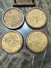 Vintage Mcm 4 Coasters Set Teak Wood Cork Mid Century Modern Stacking 5   