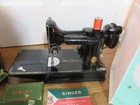 Singer 1961 Featherweight Sewing Machine Red  s  Black  221k  Scotland  U k 