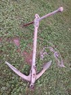 Antique 1800s Heavy Folding Cast Iron Sailboat Ship Boat Anchor   Chain 80lb 37 