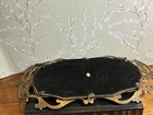 Ornate Gold Tone Metal Vanity Tray With Mirrored Glass Base  Metal   Glass