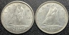  2  1962 Canada 10 Cents Silver Coins