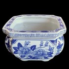 Chinese Blue White Bonsai Planter Square Porcelain Floral Planter Pot Vtg 7   
