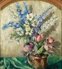 Vintage Original Impressionist Floral Still Life Oil On Canvas By Ann Cochran