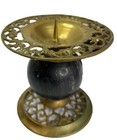 Vintage Brass Pillar Marble Sphere Candle Holder Spike Pricket Candlestick 4 5 