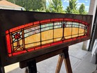   Antique Stained Glass Transom Window Roses   62 X 19 Architectural Salvage