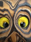 Vintage Mcm Owl Carved Wood Witco Cryptomeria Felt Eyes Wall Sculpture