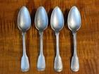 Antique- 1800 s Set Of Four Pewter Spoons  Spearpoint Design  Possibly French