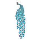 Vintage Style Large Blue Crystal Peacock Brooch Gold Rhinestone Bird Pin Jewelry