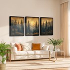 Framed 3pcs Vintage Pine Forest Wall Art Nature Landscape Full Moon Canvas Pr   
