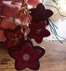 Coach Multi Color Leather Wildflower Key Chain Ring Charm Beautiful Autumn Tones