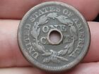 1847 Braided Hair Large Cent Penny- Vg fine Details  Holed Through Center