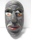 Vintage Mexican Black Devil Diablo Portrait Dance Mask Carved Wood Mexico Old