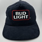 Vintage Bud Light Corduroy Snapback Hat Embroidered Beer Promo Cap Usa 80s