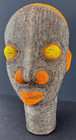Vtg African Cameroon Bamileke Tribe Orange Brown Beaded Pottery Effigy Head