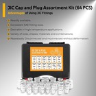 64pcs Jic 37   Cap   Plug Assortment Kit  Hydraulic Hose Tube   Pipe Fitting Kit