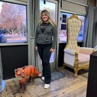 Fox Red Dog Standing Life Size Resin Statue Display Countryside Theme Farm Decor