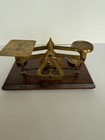 Antique Vintage English Postal Scale Weights Brass   Wood