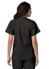 Adar Women Doctor Nurse Short Sleeve Snap Front V Neck Double Pocket Scrub Top