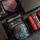 Men s Paisley Silk Neck Tie Set Floral Tie Pocket Square Cufflinks Clip Gift Box
