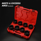 9pcs 3 4  Drive Spindle Axle Nut Impact Socket Set  1 2  To 3 4   Cr-mo 6 Point