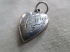 Vtg Sterling Victorian Puffy Heart Charm Flowers And Scrolls Pro Engraved Momma