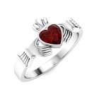 5mm Heart Garnet 925 Sterling Silver Heart Claddagh Ring For Love Promise Gift