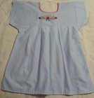 Women s Mexican Hand Embroidered Blouse Sky Blue  Size Med  Made In Mexico 