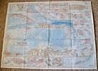 Nos Vintage 1954 West Indies National Geographic Map Florida Keys Jamaica   More