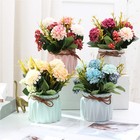 Fake Flowers In Vase For Centerpieces  4 Pcs 5 9 Inch Small Artificial Hydran   