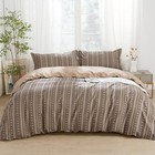  Brown Stripe Duvet Cover Set Queen Size 3pcs Floral Queen  90 x90   Graces
