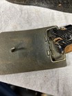 Vintage 40    Black Leather Belt Brass Belt Buckle With 2 Ducks Flying