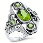 Genuine Peridot Vintage Style 925 Solid Sterling Silver Filigree Ring        392