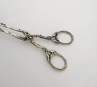 German 800 Silver Cake  Pastry Tongs - Serving Implement - Birds  Vine Grape