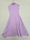 Bebe Purple Midi Cocktail Dress L Sleeveless Mock Neck Strappy